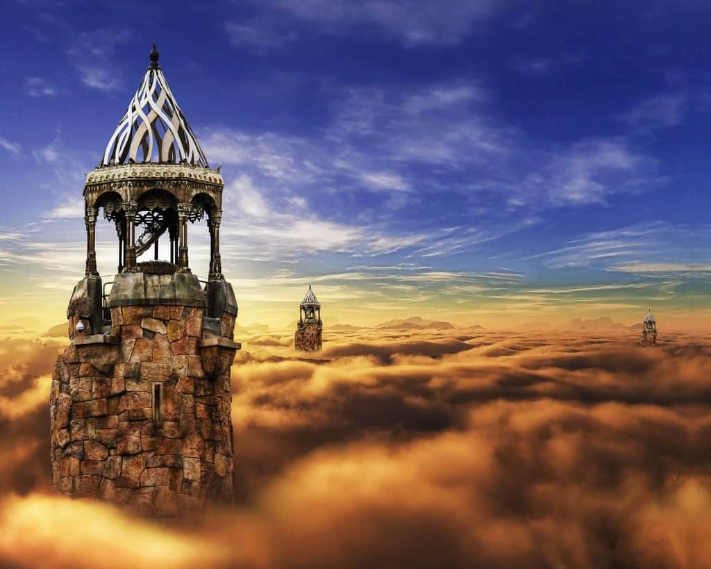 manifestation, manifestieren, himmel, wolken, turm natur magie, mystik,
