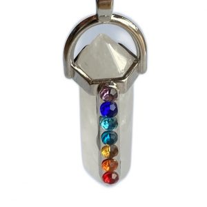7, Chakren, Kette, Anhänger, Bergkristall, silber, Chakra