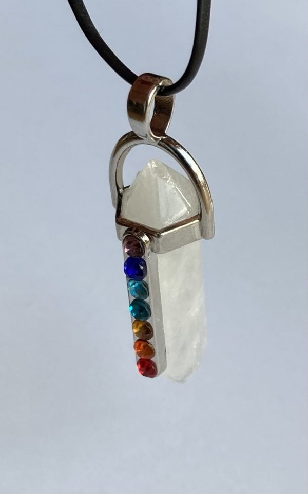 Bergkristall, farbig, Kette, Anhänger, Chakra, Chakren