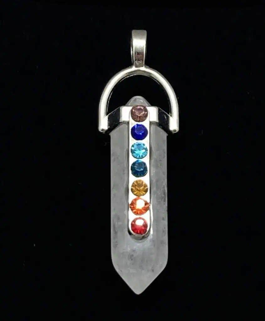 Chakra Anhänger, Bergkristall, messing versilbert